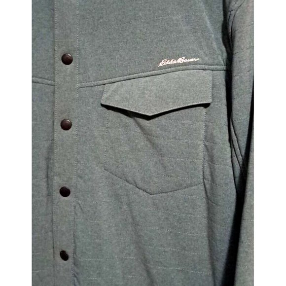 Mens Eddie Bauer Shirt Jacket Departure Lined Snap Front Fleece Lined XL Tall - Picture 2 of 10